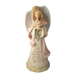 Angel Figurine God Smiled‎ The Day You Were Born October Birthday Gift Decor